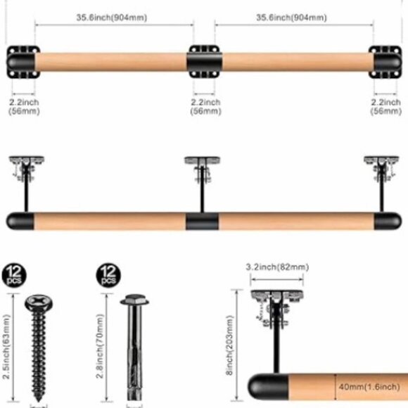 Dolibest Wall Mounted Wood Ballet Barre System - Open boxed, new - Picture 5 of 6